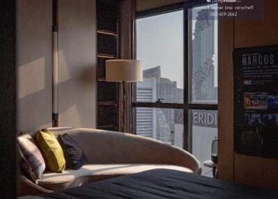 Cozy bedroom with city view