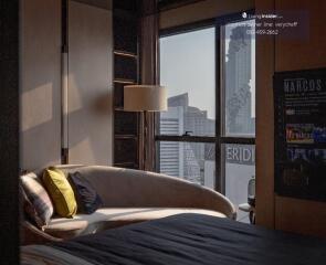 Cozy bedroom with city view