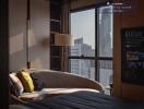 Cozy bedroom with city view