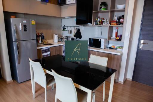 Modern kitchen with dining table