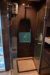 Modern shower with glass doors