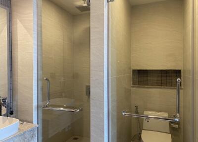 Modern bathroom with shower and toilet