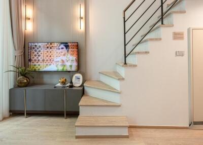 Modern living room with staircase