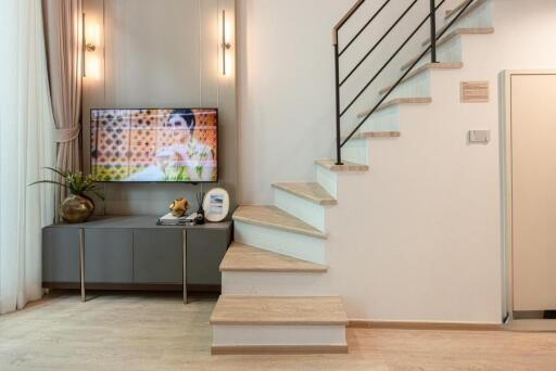 Modern living room with staircase