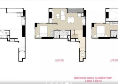 Building floor plans for a 2 bed, 2 bath apartment