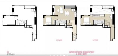 Building floor plans for a 2 bed, 2 bath apartment