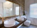 Modern Bathroom with Double Sinks and Large Mirror