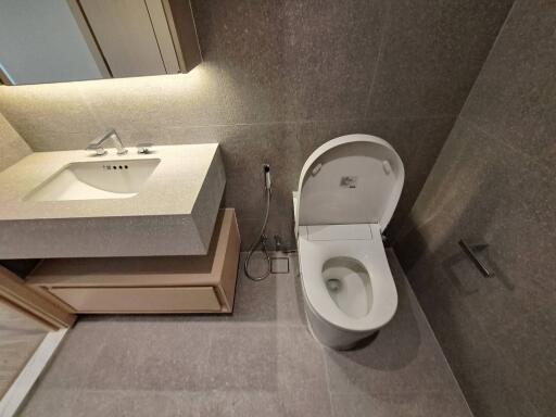 Modern bathroom with a sink and toilet