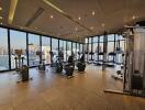 Modern gym with city view