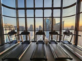 Modern gym with city view