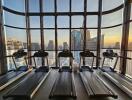 Modern gym with city view