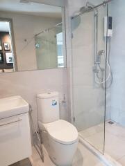 Modern bathroom with shower and toilet