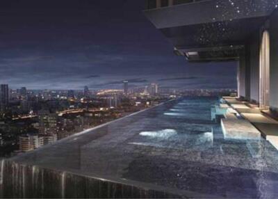 Rooftop infinity pool with city skyline view