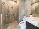 Modern bathroom with glass shower enclosure