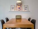 Modern dining area with wooden table and stylish chairs