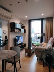 Cozy and modern living room with natural light