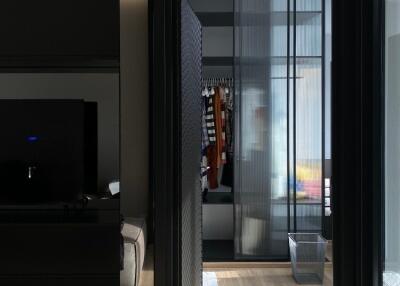 Modern interior with partition and visible closet