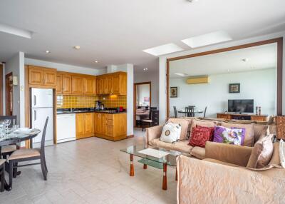 Spacious open-plan living area with kitchen and dining room