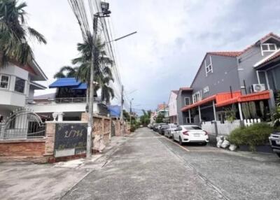 Street view with residential buildings