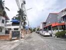 Street view with residential buildings