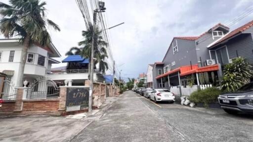 Street view with residential buildings