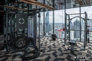 High-rise gym with city view