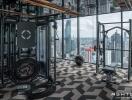 High-rise gym with city view