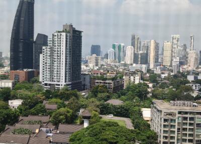 City skyline view from balcony