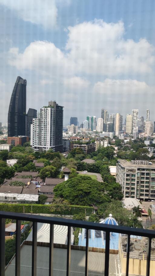 City skyline view from balcony