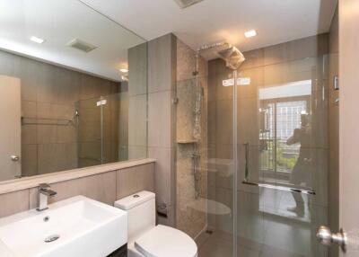 Modern bathroom with glass shower