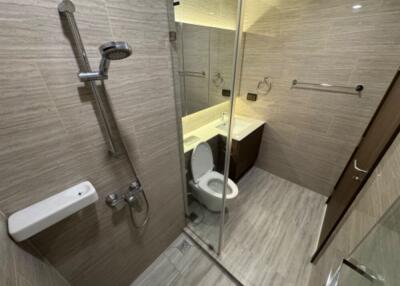 Modern bathroom with shower and toilet