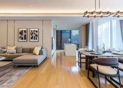 Modern living room and dining area with elegant decor