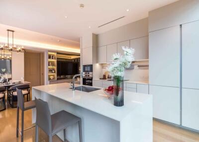 Modern kitchen with island and dining area