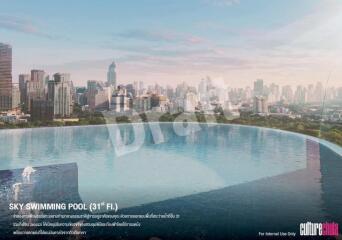 Sky swimming pool on 31st floor with city skyline view