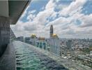 Rooftop view with infinity pool and cityscape