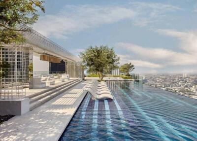 rooftop pool with panoramic city view