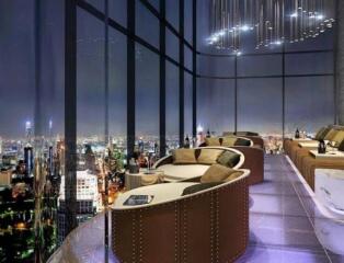 Luxurious living room with panoramic city views