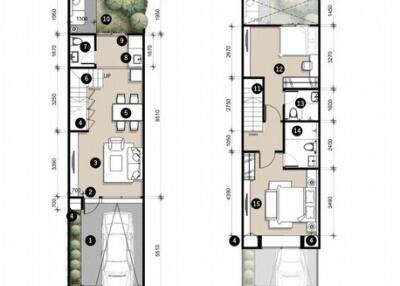 floor plan of a two-story house with dimensions