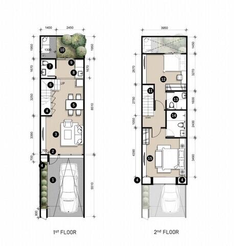 floor plan of a two-story house with dimensions