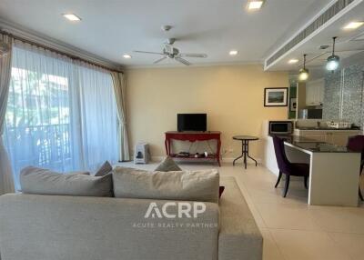 Living area with open kitchen