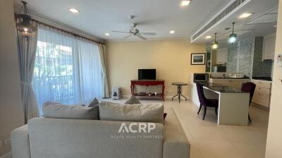 Living area with open kitchen