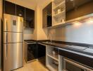 Modern kitchen with stainless steel appliances