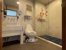 Modern bathroom with shower and toilet