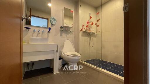 Modern bathroom with shower and toilet