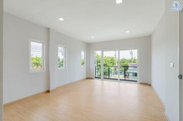 Spacious and bright living room with large windows