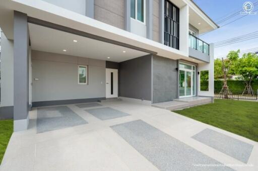 modern building facade with driveway