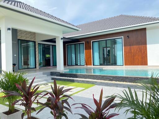 Modern house with pool and garden area