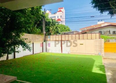 Lush garden with privacy fencing