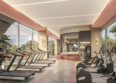 Modern and spacious gym with various exercise equipment