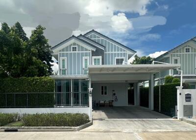 Exterior view of a house with a carport